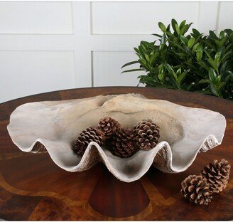 Antique White Clam Shell Bowl