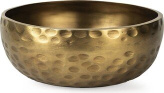 Antiqued Gold Hammered Artisan Low Bowl - 11.42