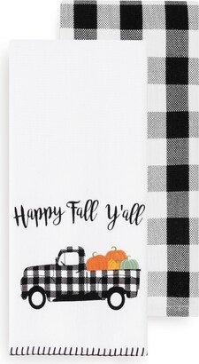 Happy Fall Y'all and Check Kitchen Towel Set - Black/white