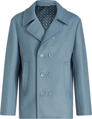 Notched-Collar Double-Breasted Blazer