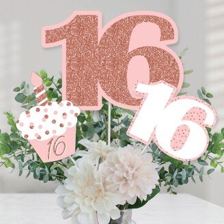 Big Dot Of Happiness 16th Pink Rose Gold Birthday Party Centerpiece Table Toppers 15 Ct