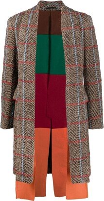 Layered Check-Print Coat