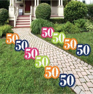 Big Dot Of Happiness 50th Birthday - Cheerful Happy Birthday - Lawn Decor - Outdoor Yard Decor 10 Pc