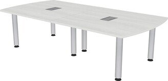 Skutchi Designs, Inc. 8X4 Arc Rectangle Conference Table Silver Post Legs Power And Data