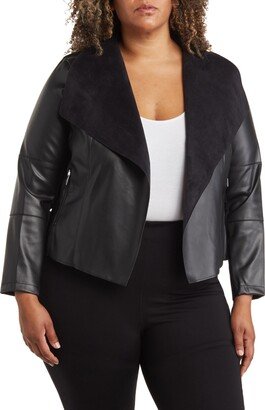 Faux Leather Draped Jacket