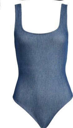 Stretch Denim Tank Bodysuit