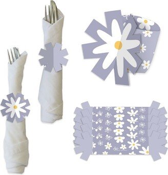 Big Dot of Happiness Purple Daisy Flowers - Floral Party Paper Napkin Holder - Napkin Rings - Set of 24