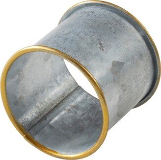 Saro Lifestyle Galvanized + Gold Rim Napkin Ring, Silver (Set of 4)