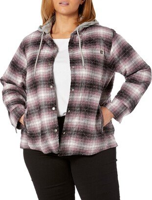 Size Women’s Plus Flannel Hooded Shirt Jacket