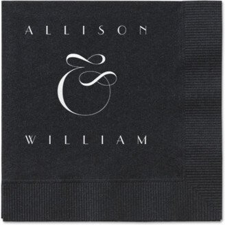 Wedding Napkins: Nouveau Connection Napkin, White, Black