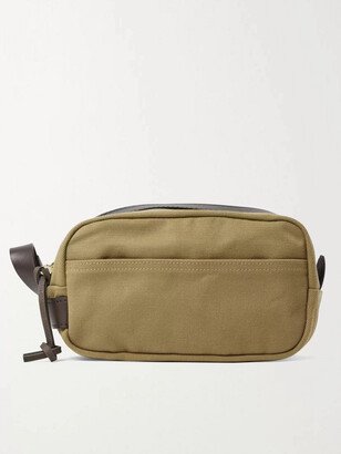 Leather-Trimmed Cotton-Canvas Wash Bag