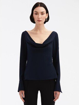 ODLR Button Detail Cowl Neck Blouse