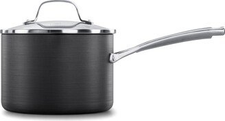 Classic Hard-Anodized Nonstick Cookware 3.5 Quart Sauce Pan with Lid - Black, Stainless Steel