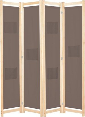 4-Panel Room Divider Brown 62.9