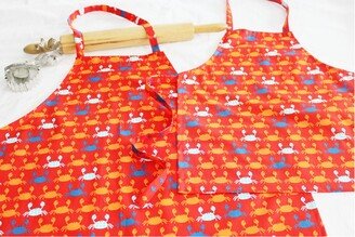 Crabs On Red Mother Daughter Aprons - Ready To Ship