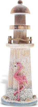 Flamingo Beach Lighthouse Decor with Sea Shells - 8.5 Inch