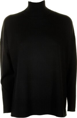 Black Turtleneck With V Opening