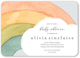 Baby Shower Invitations: Drawing Rainbow Baby Shower Invitation, White, 5X7, Matte, Signature Smooth Cardstock, Rounded