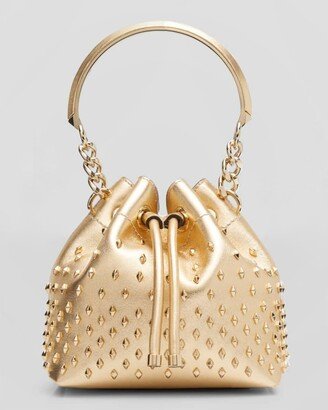 Bon Bon Spike Metallic Leather Bucket Bag