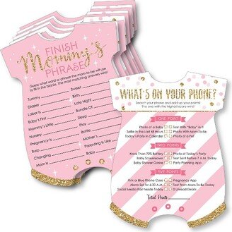 Big Dot of Happiness Little Princess Crown - 2-in-1 Pink and Gold Princess Baby Shower Cards - Activity Duo Games - Set of 20