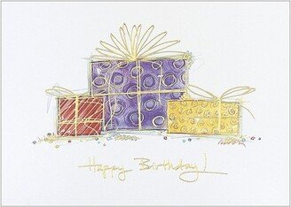 JAM Paper & Envelope JAM Paper Blank Birthday Cards Set Drawn Presents 25/Pack (526XA4152WB)