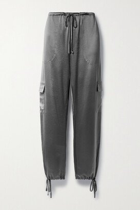 Barb Satin Tapered Pants - Gray