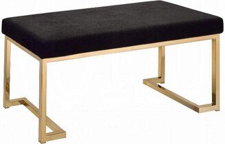 Fabric Upholstered Bench in Black and Champagne Finish