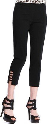 Slimsation By Multiples Solid Crop Cut Out Hem Pants In Black