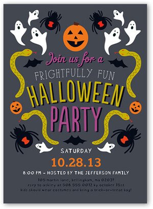 Halloween Invitations: Frightfully Fun Halloween Invitation, Grey, Standard Smooth Cardstock, Square
