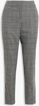 Embellished checked merino wool-blend tapered pants