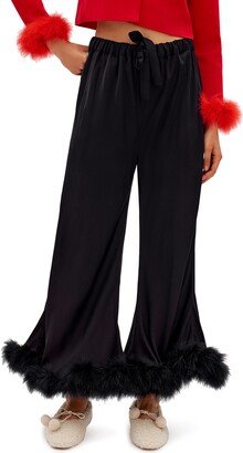 Boudoir Pajama Pants with Detachable Feather Trim