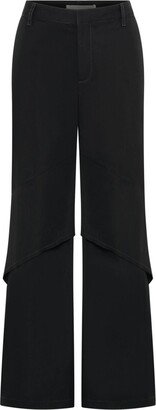 Draped-Panel Flared Trousers