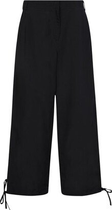 Elasticated-Ankles Wide-Leg Trousers