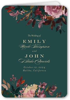 Wedding Program Cards: Deeply Beautiful Wedding Program, Green, 5X7, Matte, Folded Smooth Cardstock, Rounded