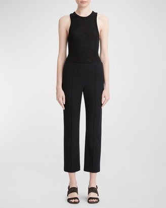 Mid-Rise Stitched Wool Kick-Flare Pants