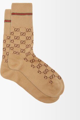 GG-jacquard Web-striped Cotton-blend Socks-AA