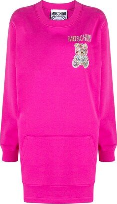 Teddy Bear-embellished sweatshirt dress