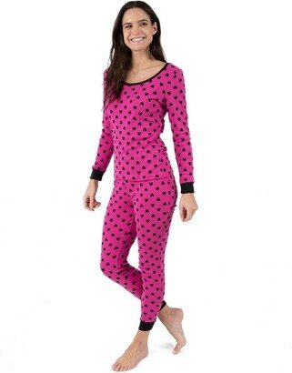 Leveret Women Two Piece Cotton Pajama Heart Black XL