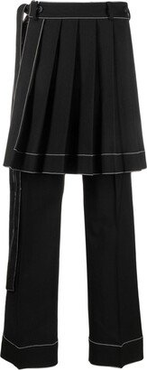 Pleated-Panel Wide-Leg Trousers