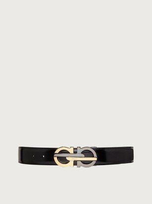 Man Reversible and adjustable Gancini belt Black/Mogensen brown