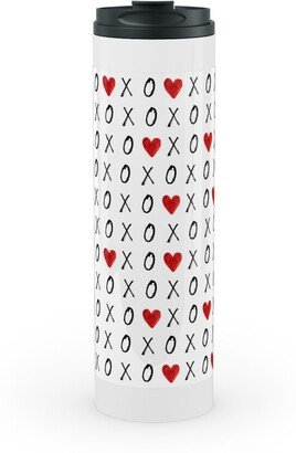 Travel Mugs: Mini Xoxo With Hearts - White Stainless Mug, White, 20Oz, Red