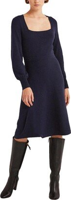 Square Neck Wool-Blend Dress