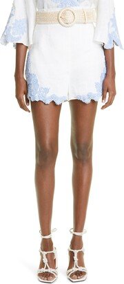 Raie Crochet Trim Linen Shorts