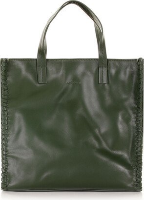 Leather Shopping Bag With Shoulder Strap