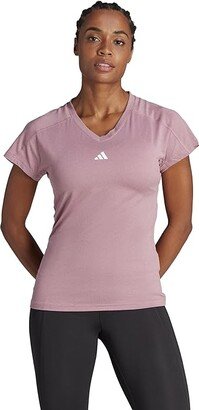 Aeroready Train Essentials Minimal Branding V-Neck T-Shirt (Wonder Orchid) Women's Clothing