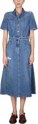 Denim Buttoned Midi Dress