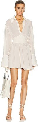 Helsa Sheer Mini Shirt Dress in Cream