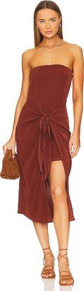 the Strapless D K Tie Front Midi Dress