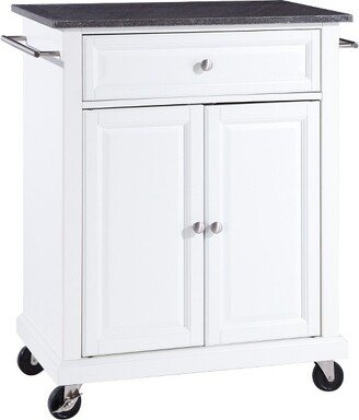 Solid Black Granite Top Portable Kitchen Cart/Island