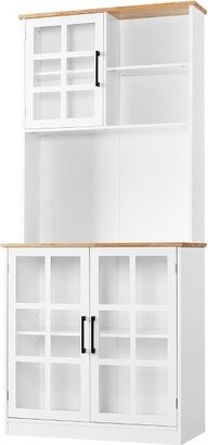 Kitchen Pantry Storage Kitchen Buffet with 3 Cabinets, White